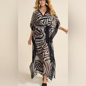 Venus SZ 8 NWT Zebra Print Sheer Maxi Dress Caftan